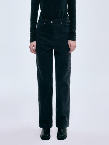 Fleece-lined Cotton Straight-leg Pants [Dark Grey] - FOVERE - Modalova