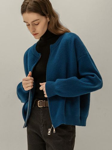 Basic Two-Way Relaxed Fit Knit Cardigan [Blue] - NONANDNON - Modalova