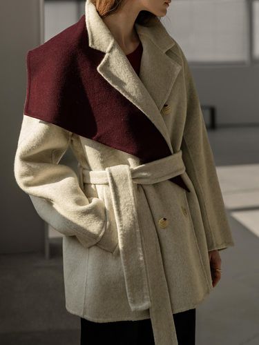 Wool Handmade Half Double Coat [Beige] - NONANDNON - Modalova