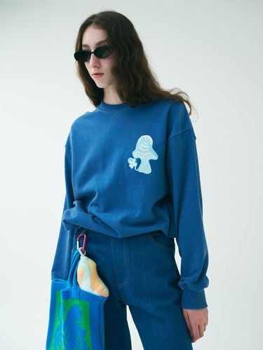 Embroidery Cotton Sweatshirt [Blue] - mimicAWE - Modalova