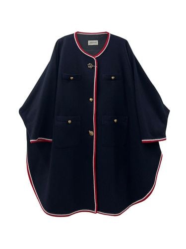 Long Cape Wool Blend Coat [Navy] - mimicAWE - Modalova