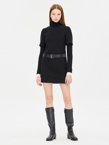 Tweed Wool-blend Low Waist Mini Dress [] (SAOP41461BK) - Sisley - Modalova