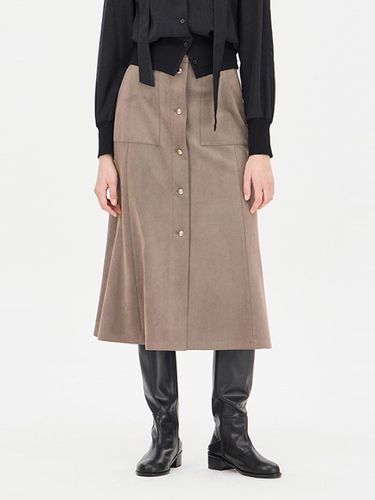 Suede Button-Up A-line Skirt [] (SASK10441BR) - Sisley - Modalova