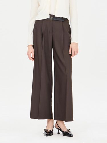 Belted Single-Pleat Wide Wool-Blend Pants (SAPT33461BR) - Sisley - Modalova