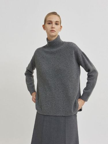 Line Trimming Cashmere Turtleneck Knit Top [Grey] - Mare di mari - Modalova