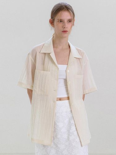 Oversized Waist-tie Shirt [Beige] - OVEOF - Modalova