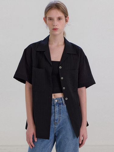 Oversized Adjustable Waist Button-Up Shirt [Black] - OVEOF - Modalova