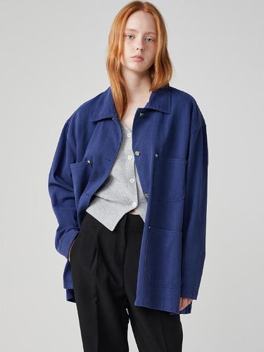 Washed Vintage Cotton Work Jacket [Blue] - OVEOF - Modalova