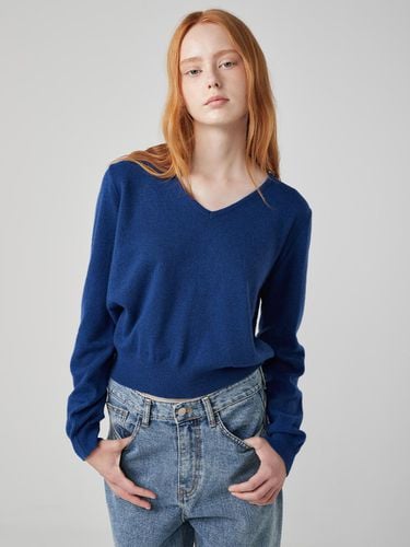 Wool Cashmere V-neck Knit [Blue] - OVEOF - Modalova