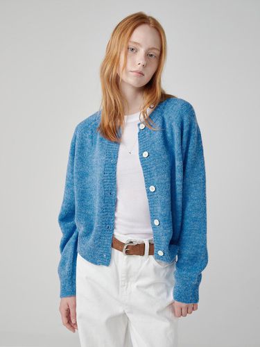 Round Neck Wool Blend Cardigan [Blue] - OVEOF - Modalova