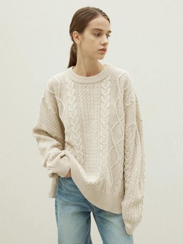 Cable Oversized Wool-Blend Pullover [Beige] - OVEOF - Modalova