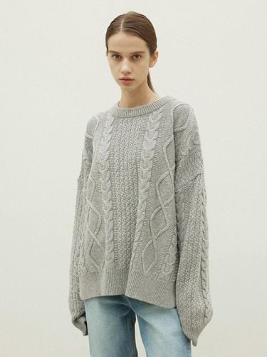 Cable Knit Oversized Wool Blend Pull-over [Gray] - OVEOF - Modalova