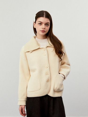 Knitted Collar Detachable Cropped Jacket [Beige] - koolkitten - Modalova