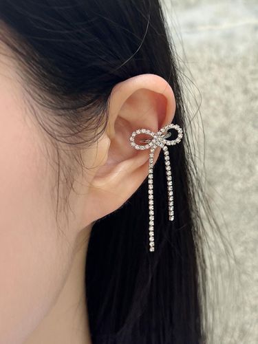 Cubic Zirconia Silver-Plated Ribbon Earcuff - FANTASTIC PLANET - Modalova