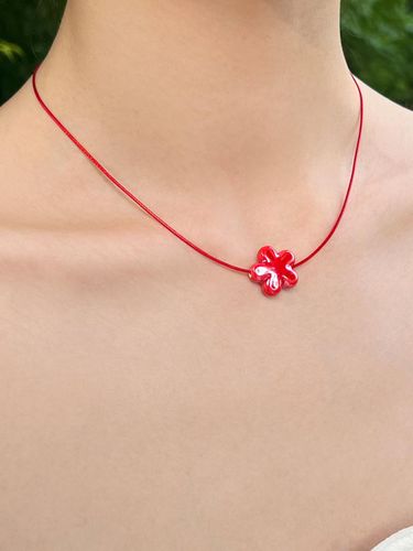 Ceramic Adjustable String Necklace [Red] - FANTASTIC PLANET - Modalova