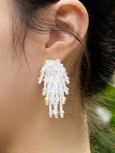 Festival Handcrafted Beaded Earrings [Beige] - FANTASTIC PLANET - Modalova