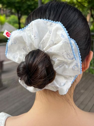 Ribbon Print Hair Scrunchie [Blue] - FANTASTIC PLANET - Modalova