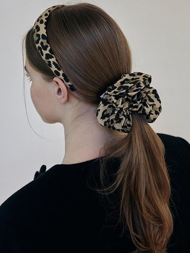 Leopard Print Cotton Big Hair Scrunchie [/Brown] - Be dullst - Modalova