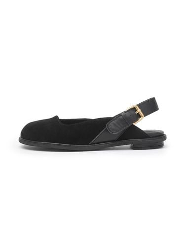 Split Leather Adjustable Slingback Flat [Black] (UFA3PB14BK) - UDIRE - Modalova