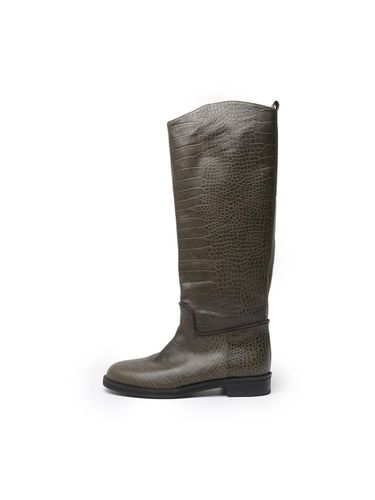 Premium Natural Leather Long Boots [Khaki] (UFA4BL55KH) - UDIRE - Modalova