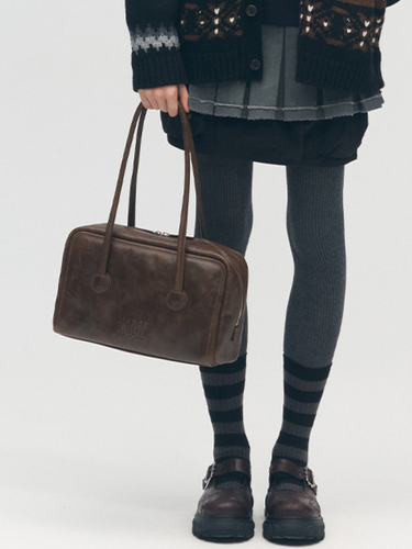 Soft Structured Leather Boston Bag [Washed Brown] - MARGESHERWOOD - Modalova