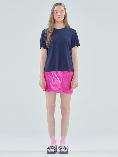 Foil Metallic H-line Mini Skirt [Pink] - JUNEJUNE SPACE - Modalova