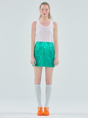 Foil H-line Mini Skirt [Green] - JUNEJUNE SPACE - Modalova