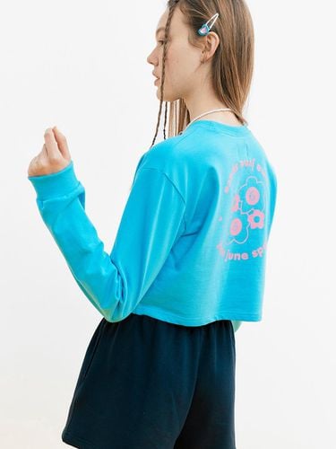 Cotton Lightweight Crop Sweatshirt [Blue] - JUNEJUNE SPACE - Modalova