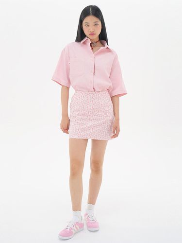 Floral Cotton Blend Mini Skirt [Pink] - JUNEJUNE SPACE - Modalova