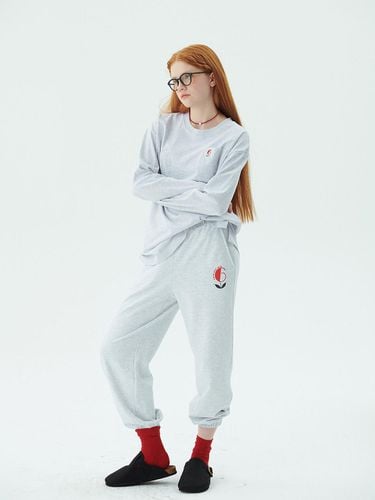 Wide Fit Cotton Blend Sweat Pants [Light Grey] - JUNEJUNE SPACE - Modalova