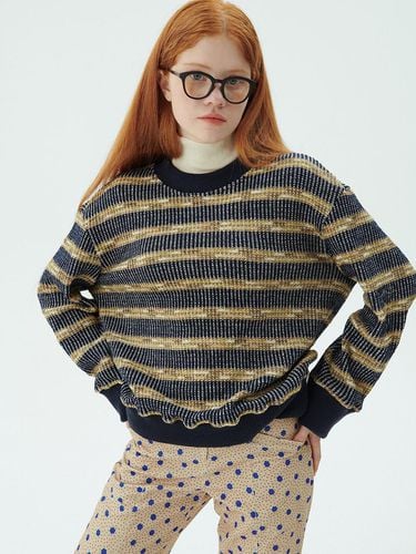 Oversized Irregular Knit Pullover [Navy] - JUNEJUNE SPACE - Modalova