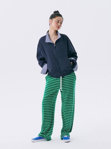 Stripe Terry Wide Fit Pants [Green] - JUNEJUNE SPACE - Modalova