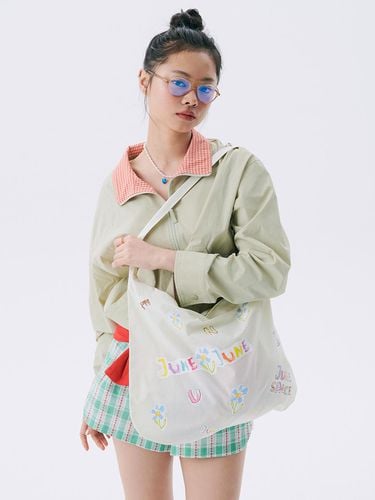 Drawing Print Cotton Tote Bag [Ivory] - JUNEJUNE SPACE - Modalova