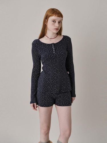 Patterned Cotton Knit Shorts [Navy] - JUNEJUNE SPACE - Modalova