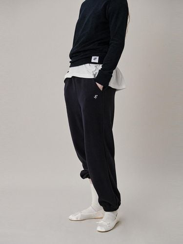 Soft Cotton-Blend Double Waistband Jogger Pants [Navy] - JUNEJUNE SPACE - Modalova