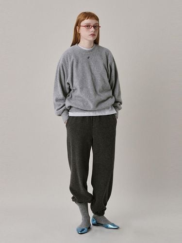 Logo Oversized Fleece Sweatshirt [Grey] - JUNEJUNE SPACE - Modalova