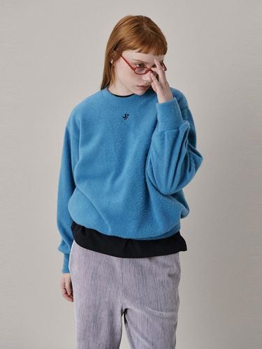 Logo Oversized Fleece Sweatshirt [Blue] - JUNEJUNE SPACE - Modalova