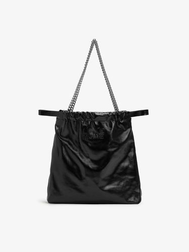 Glossy Leather Gather String Bag [] - LE MOWE - Modalova