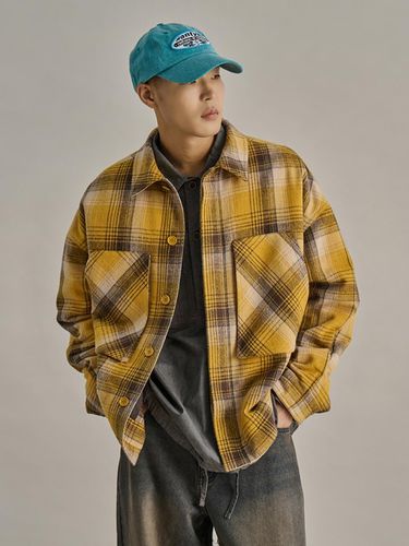 Check Brushed Cotton Wool Flannel Shirt Jumper [Yellow] - NONTYPE - Modalova