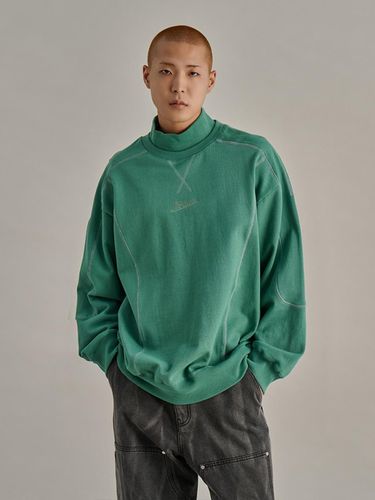 Embossed Texture Stitch Heavyweight Cotton Sweatshirt [GREEN] - NONTYPE - Modalova