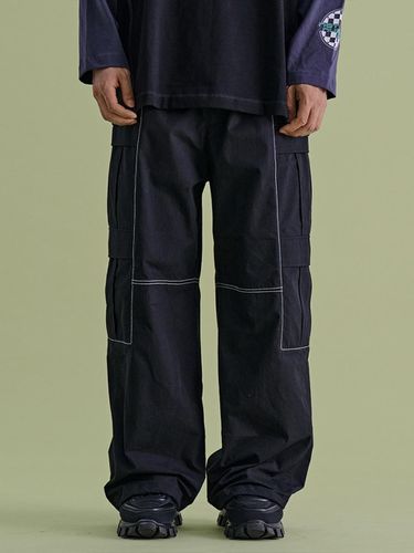 Double Utility Elastic Waist Cargo Pants [BLACK] - NONTYPE - Modalova