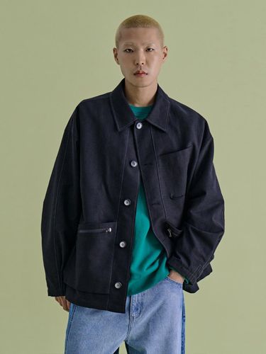 Square Pattern Semi-Overfit Double Pocket Jacket [BLACK] - NONTYPE - Modalova