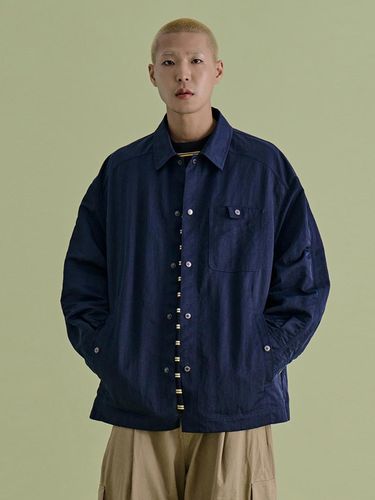 Nylon Military Pleated Trucker Jacket [Navy] - NONTYPE - Modalova