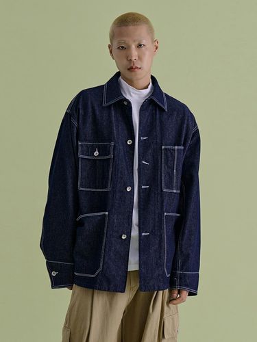 Semi-Oversized Utility Mixed Denim Jacket [Indigo] - NONTYPE - Modalova