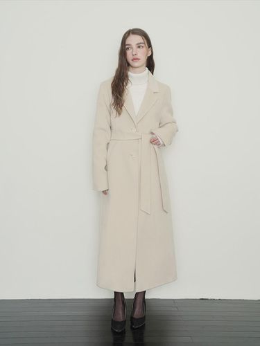 Cashmere Merino Wool Single Belted Coat [Beige] - sisterhood - Modalova