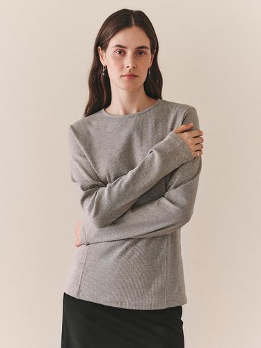 Ribbed Cotton-blend Classic Top [Grey] - LEUNI - Modalova