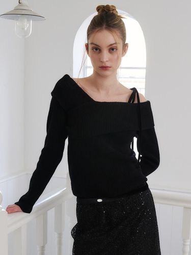 Velvet Tie Off-Shoulder Wool Knit [] - AWIT - Modalova