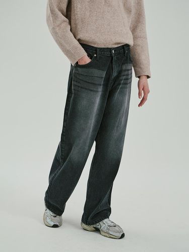 Washed Wide Cotton Denim Pants - PINBLACK - Modalova