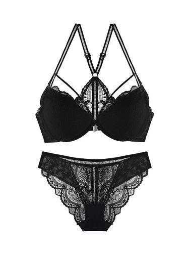 Front Hook Lace Push-up Lingerie Set [Midnight] - HIPPINK - Modalova