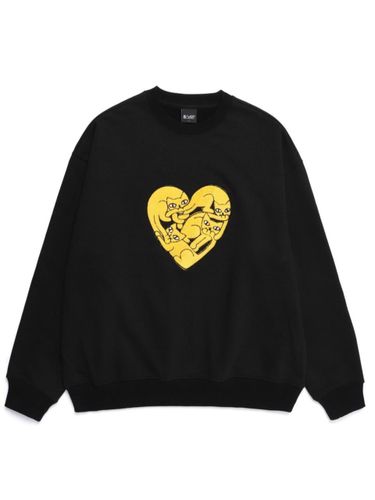 Heart Cotton-Blend Relaxed Fit Sweatshirt [Black] - BAJOO BIJOO - Modalova